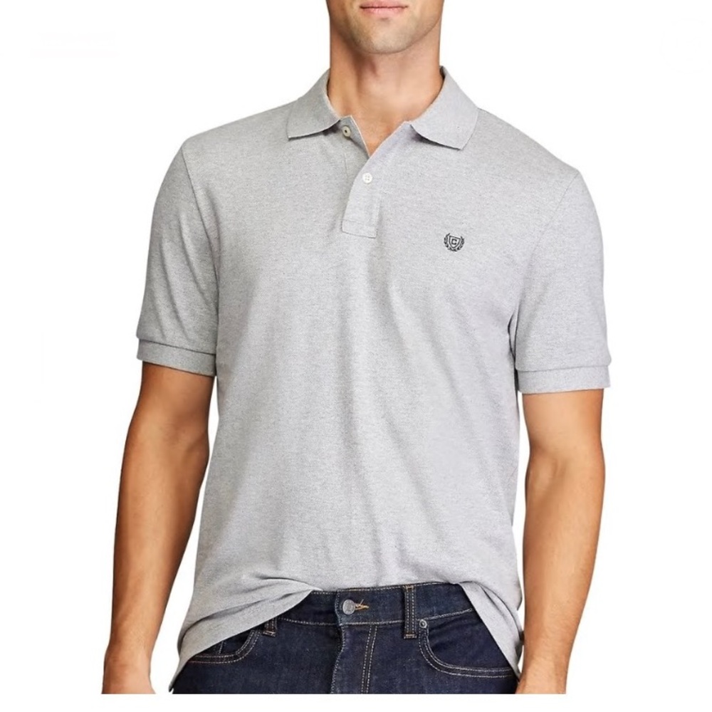 NEW Chaps Pique Men’s Knit Gray Polo Shirt
